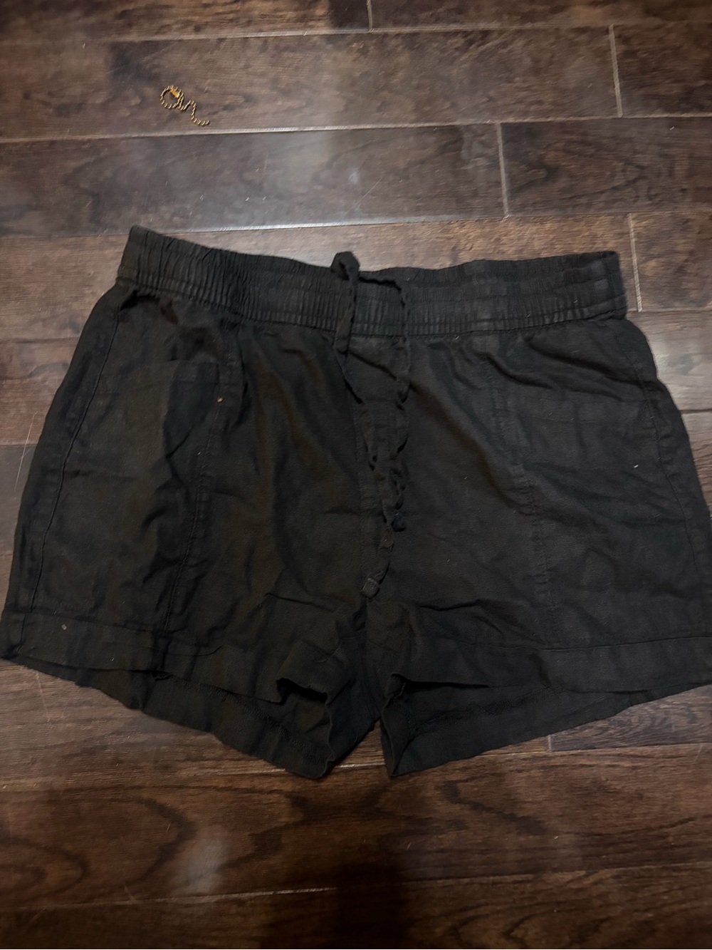 Old Navy Black Drawstring Linen-Blend Athletic Shorts
